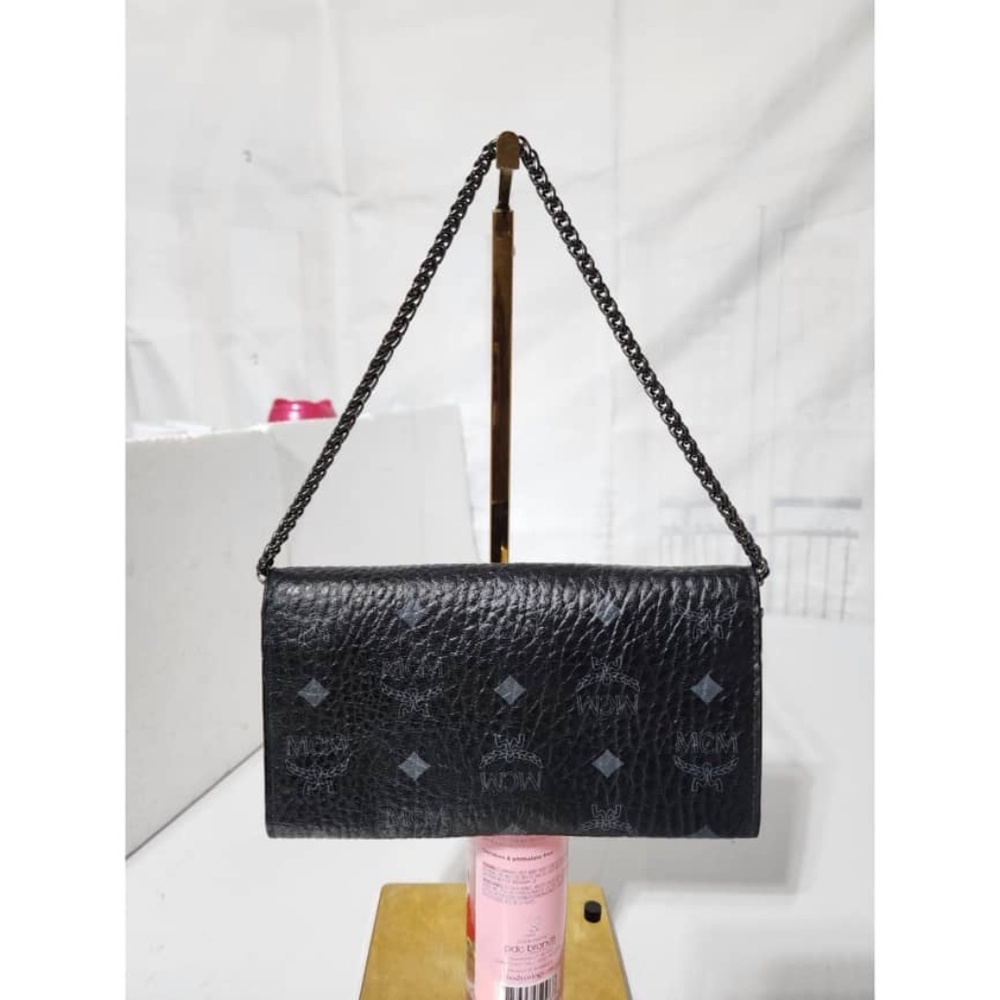 Authentic MCM Visetos Large Patricia Wallet On Chain Black/Grey - Picture 4 of 16